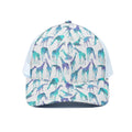 Turquoise Giraffe Pattern Print White Mesh Trucker Hat