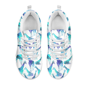 Turquoise Giraffe Pattern Print White Running Shoes