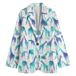 Turquoise Giraffe Pattern Print Women's Blazer