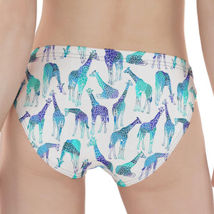 Turquoise Giraffe Pattern Print Women's Panties