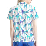 Turquoise Giraffe Pattern Print Women's Polo Shirt