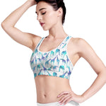 Turquoise Giraffe Pattern Print Women's Sports Bra