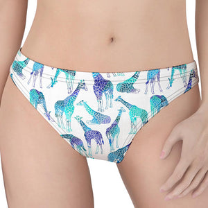 Turquoise Giraffe Pattern Print Women's Thong