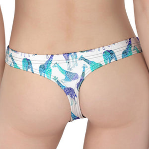 Turquoise Giraffe Pattern Print Women's Thong