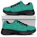 Turquoise (NOT Real) Glitter Print Black Chunky Shoes