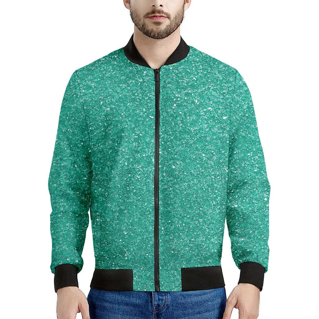 Turquoise Glitter Artwork Print (NOT Real Glitter) Men's Bomber Jacket