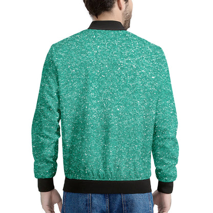 Turquoise Glitter Artwork Print (NOT Real Glitter) Men's Bomber Jacket