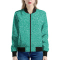 Turquoise (NOT Real) Glitter Print Women's Bomber Jacket