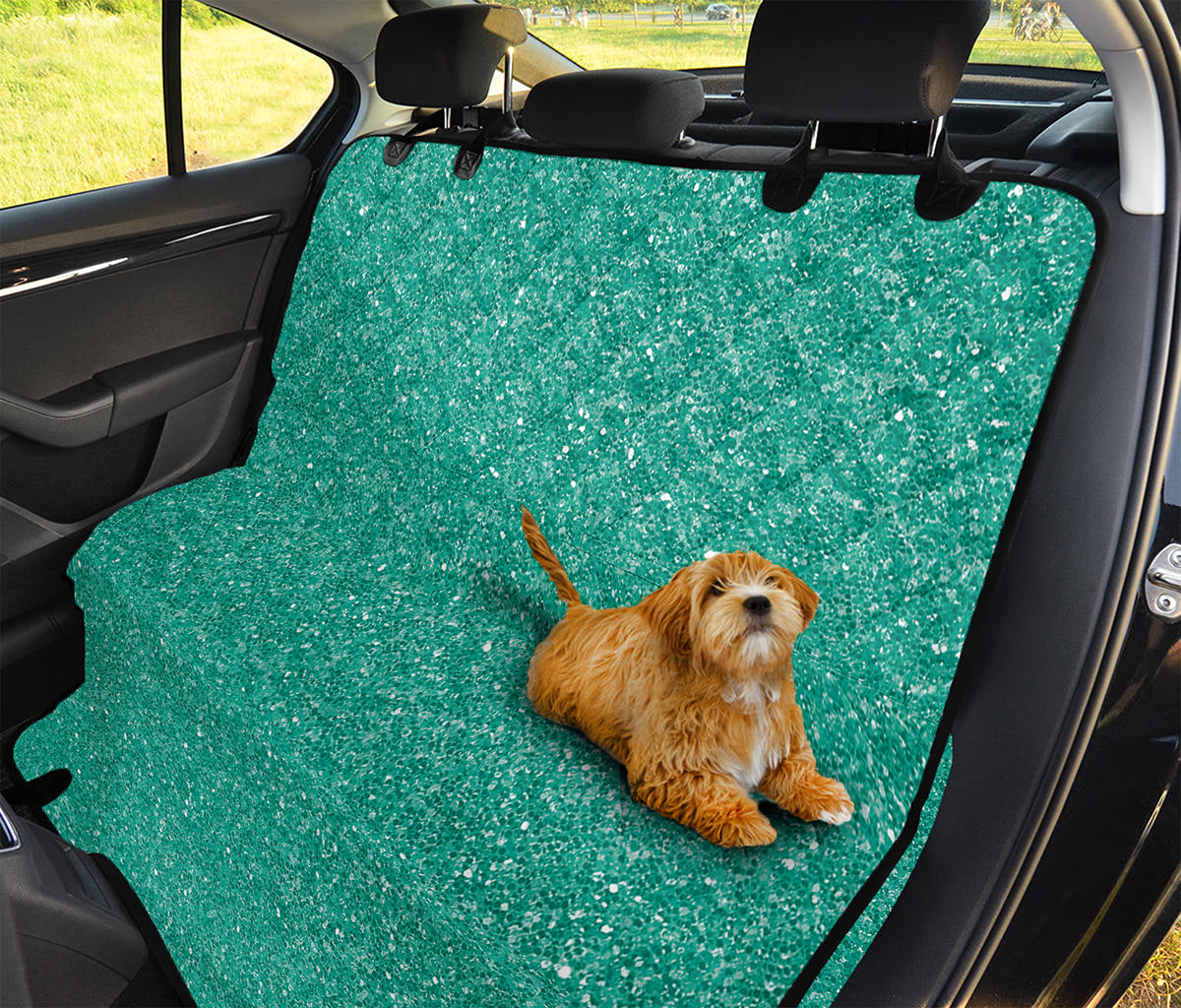 Turquoise (NOT Real) Glitter Print Pet Car Back Seat Cover