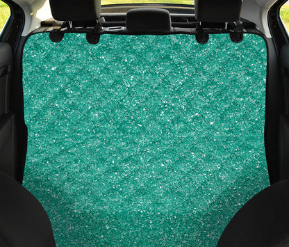 Turquoise (NOT Real) Glitter Print Pet Car Back Seat Cover