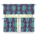 Turquoise Hamsa Pattern Print 3 Piece Kitchen Curtains