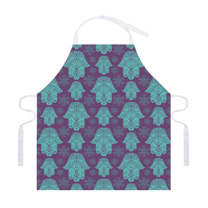 Turquoise Hamsa Pattern Print Adjustable Apron