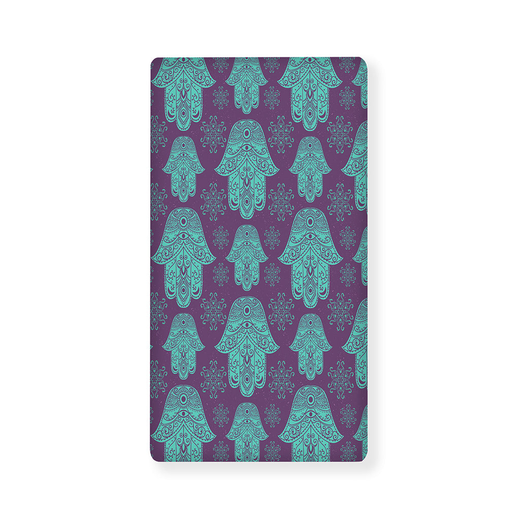 Turquoise Hamsa Pattern Print Baby Crib Sheet
