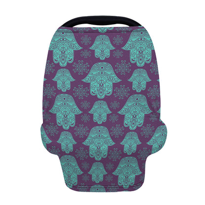 Turquoise Hamsa Pattern Print Baby Seat Cover