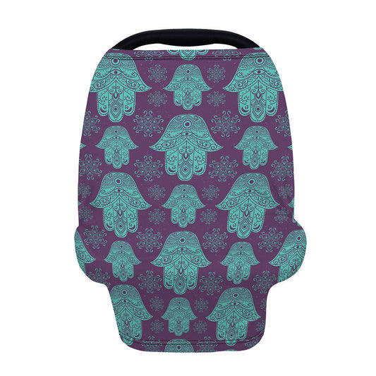 Turquoise Hamsa Pattern Print Baby Seat Cover