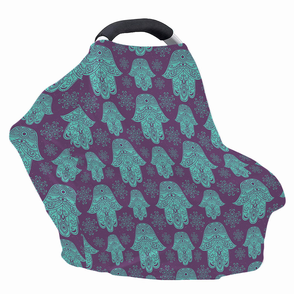 Turquoise Hamsa Pattern Print Baby Seat Cover