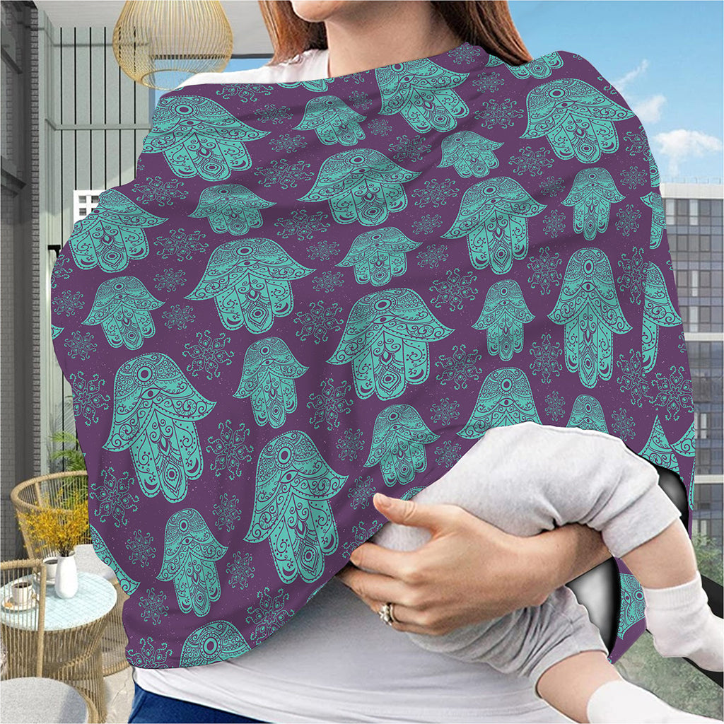 Turquoise Hamsa Pattern Print Baby Seat Cover