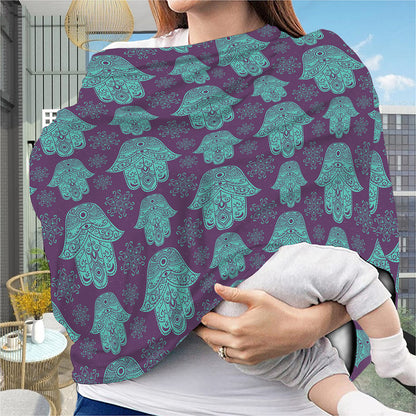 Turquoise Hamsa Pattern Print Baby Seat Cover
