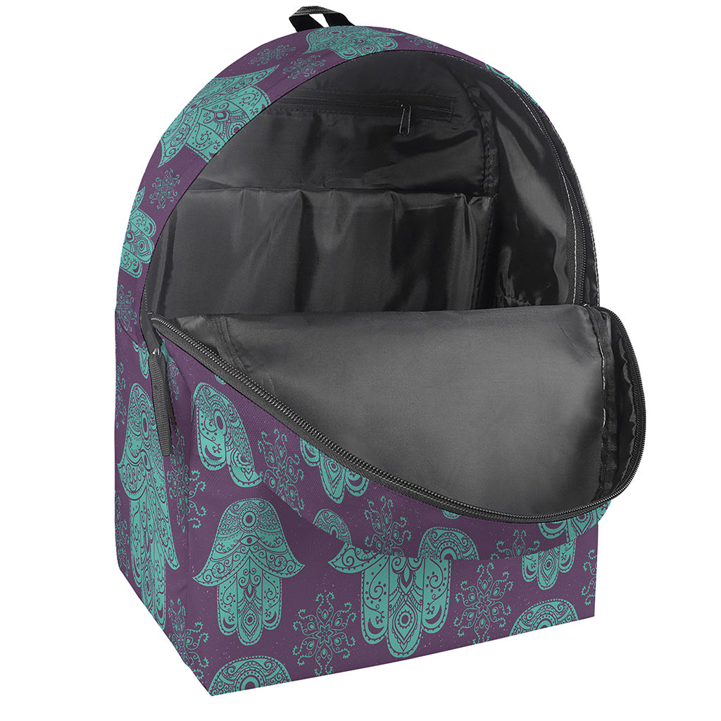 Turquoise Hamsa Pattern Print Backpack