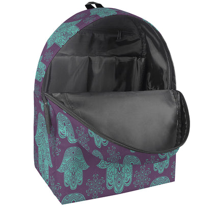 Turquoise Hamsa Pattern Print Backpack