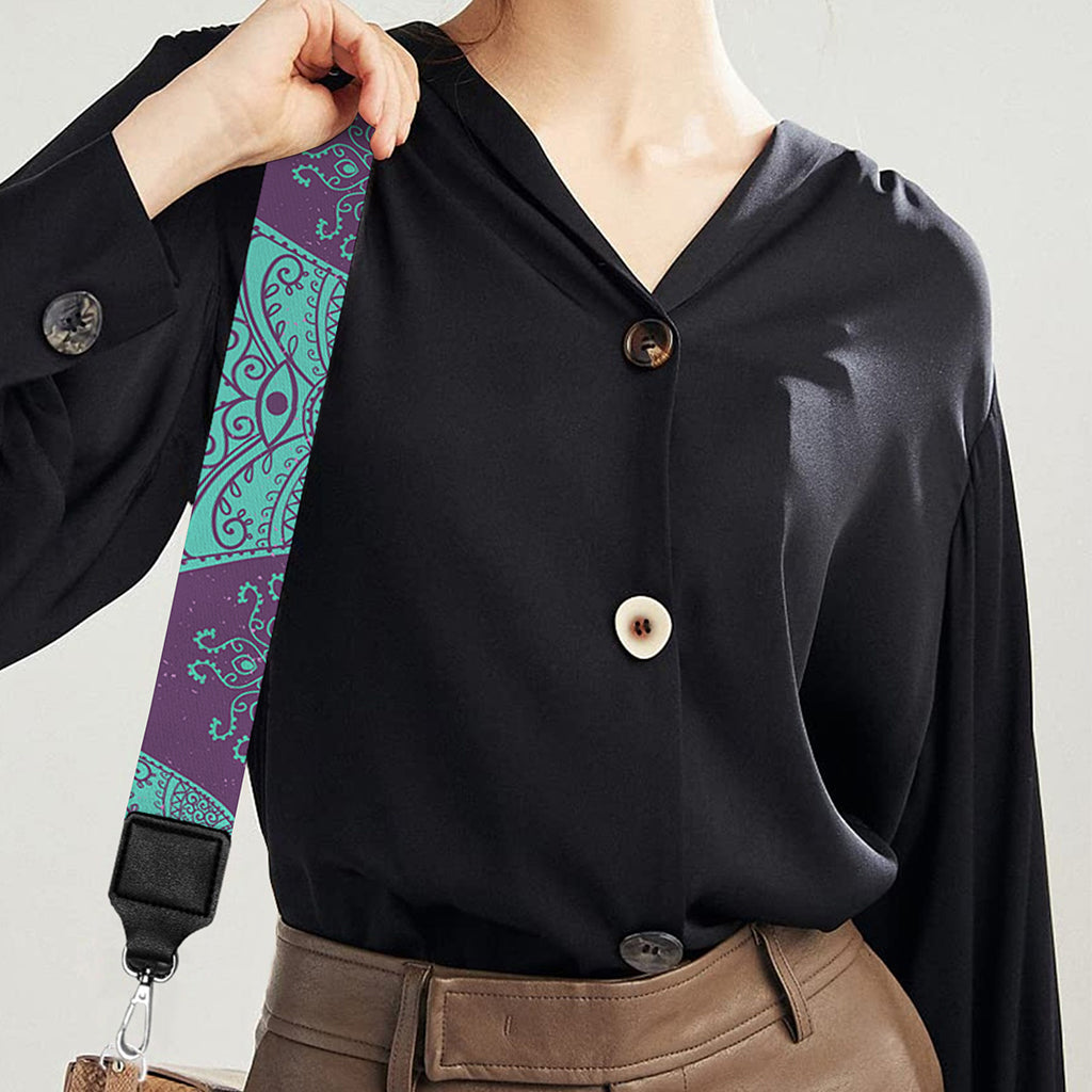 Turquoise Hamsa Pattern Print Bag Strap