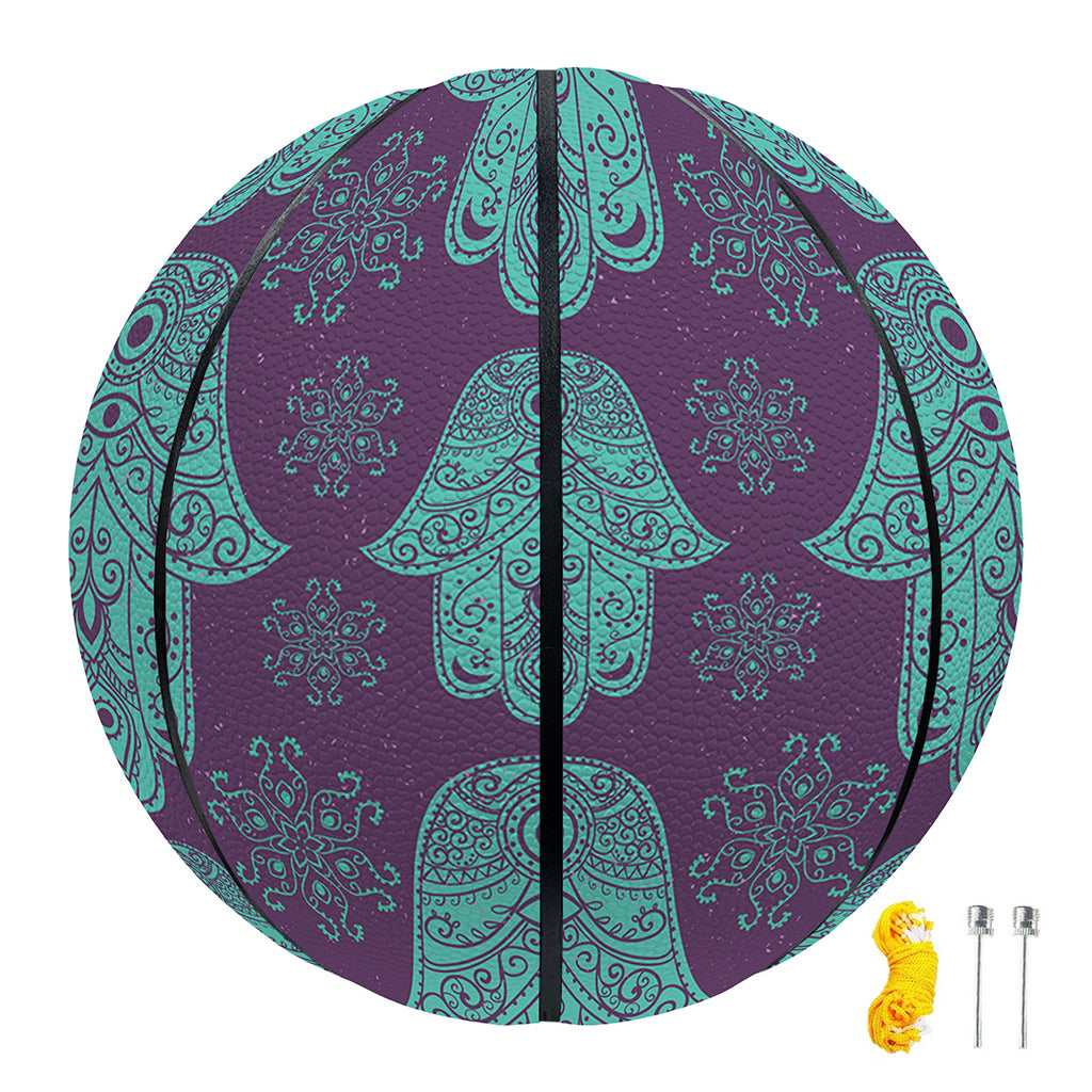 Turquoise Hamsa Pattern Print Basketball
