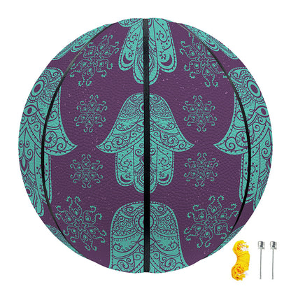 Turquoise Hamsa Pattern Print Basketball