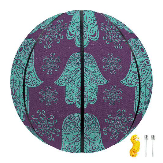 Turquoise Hamsa Pattern Print Basketball