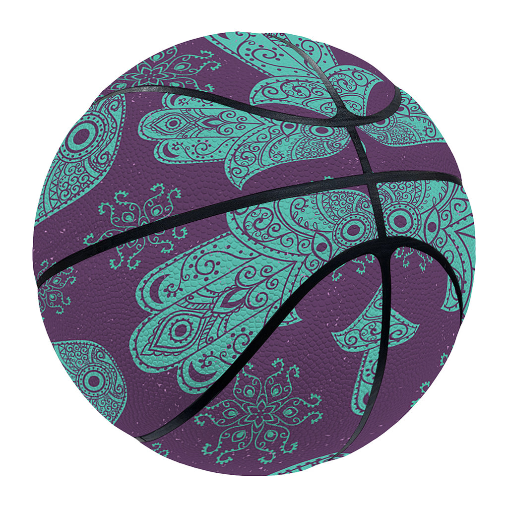 Turquoise Hamsa Pattern Print Basketball