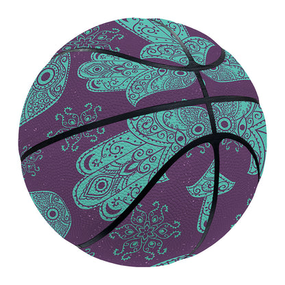 Turquoise Hamsa Pattern Print Basketball