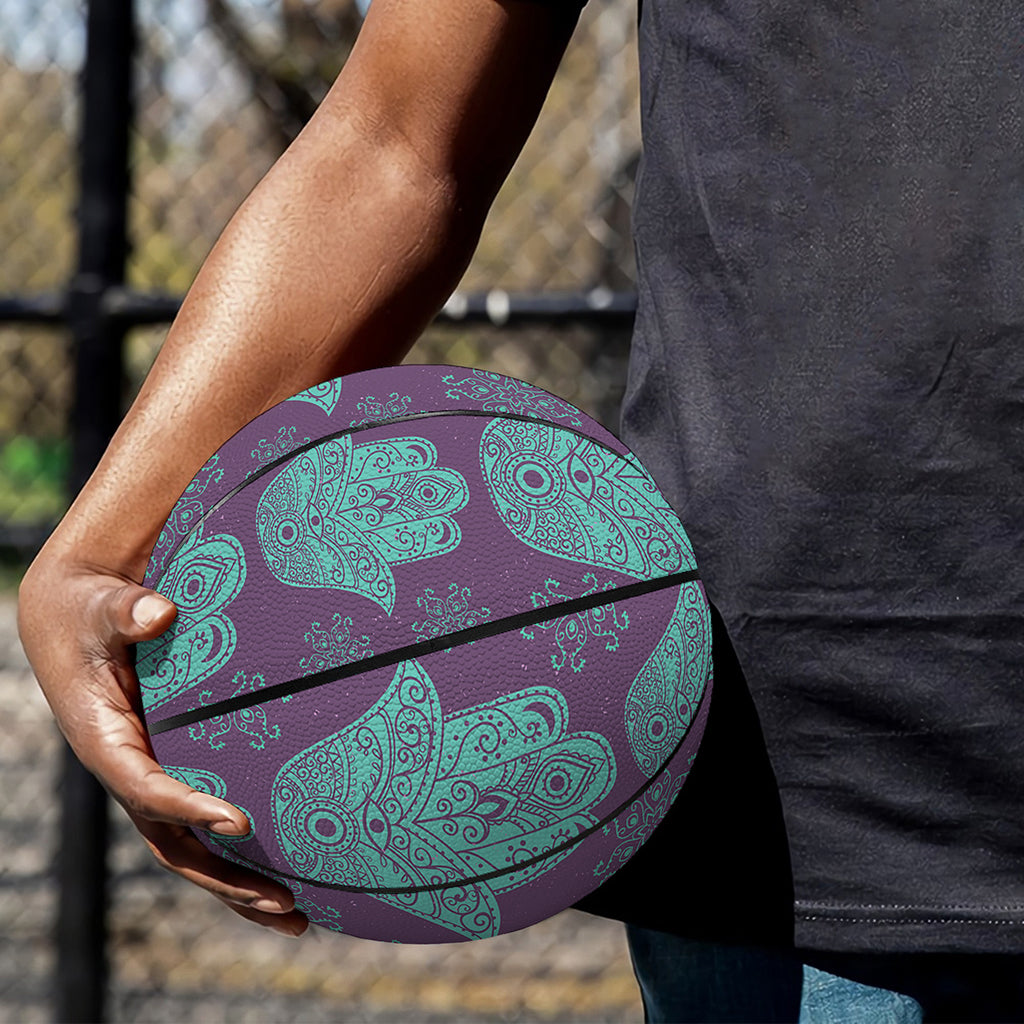 Turquoise Hamsa Pattern Print Basketball