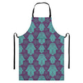 Turquoise Hamsa Pattern Print Bib Apron With Pocket