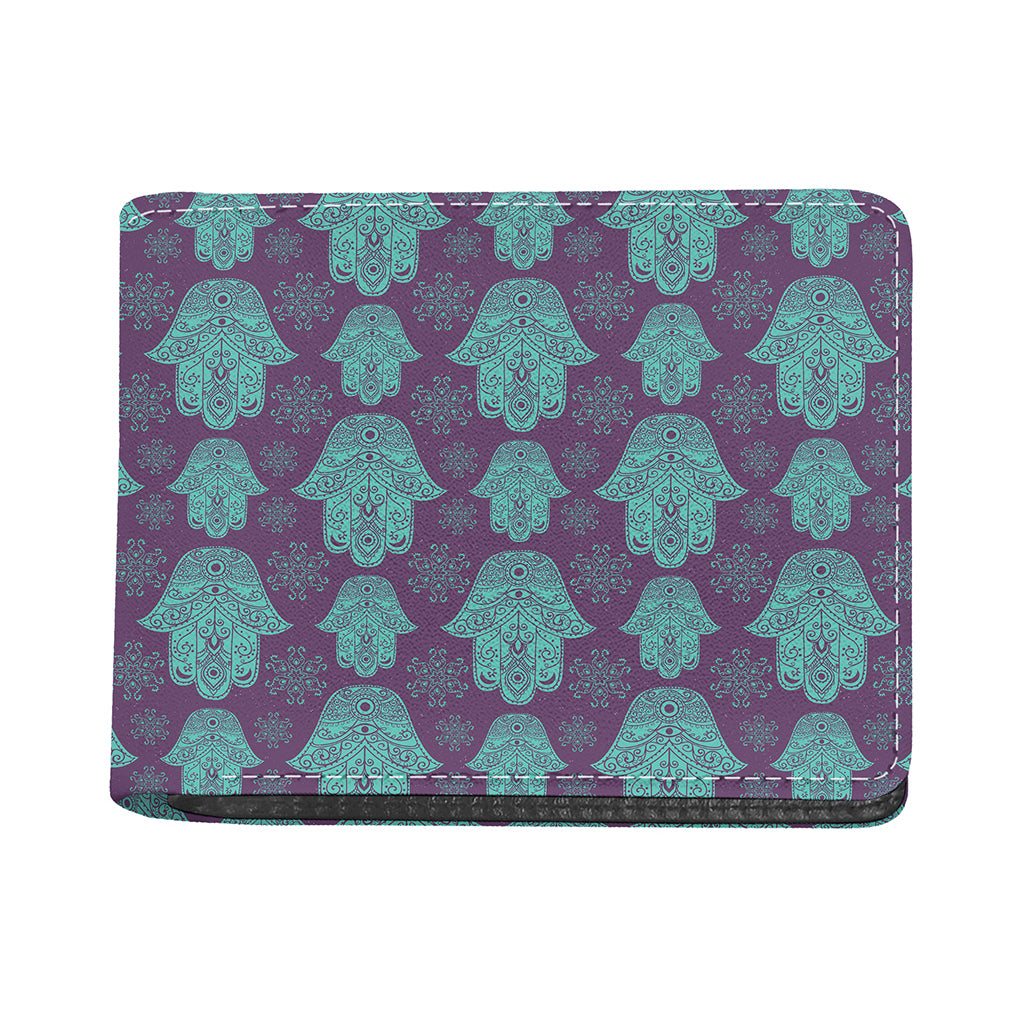 Turquoise Hamsa Pattern Print Bifold Wallet