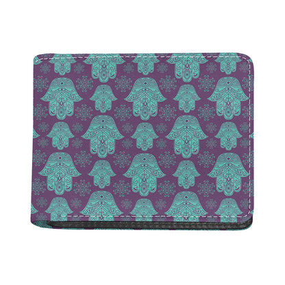Turquoise Hamsa Pattern Print Bifold Wallet