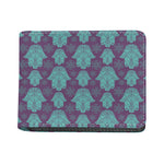 Turquoise Hamsa Pattern Print Bifold Wallet
