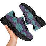 Turquoise Hamsa Pattern Print Black Chunky Shoes