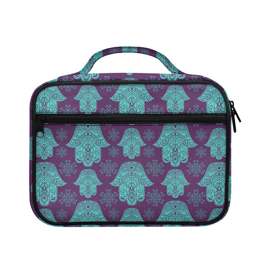 Turquoise Hamsa Pattern Print Briefcase Bible Bag