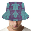 Turquoise Hamsa Pattern Print Bucket Hat