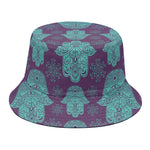 Turquoise Hamsa Pattern Print Bucket Hat