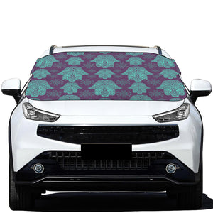 Turquoise Hamsa Pattern Print Car Windshield Snow Cover