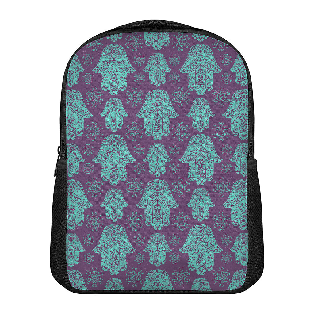Turquoise Hamsa Pattern Print Casual Backpack