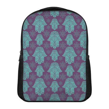 Turquoise Hamsa Pattern Print Casual Backpack