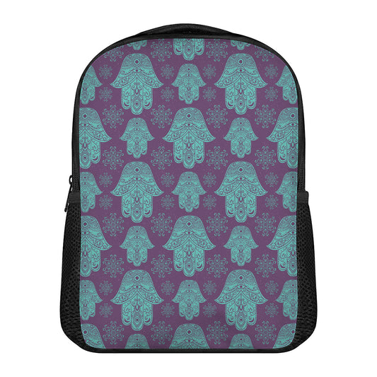 Turquoise Hamsa Pattern Print Casual Backpack
