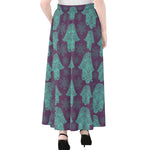 Turquoise Hamsa Pattern Print Chiffon Maxi Skirt