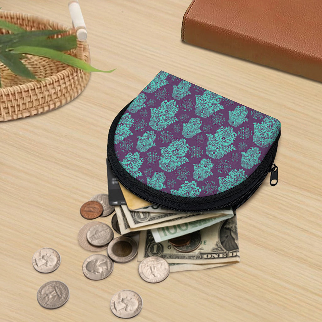 Turquoise Hamsa Pattern Print Coin Purse