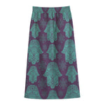 Turquoise Hamsa Pattern Print Cotton Front Slit Maxi Skirt