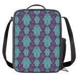 Turquoise Hamsa Pattern Print Crossbody Lunch Bag