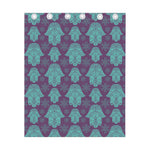 Turquoise Hamsa Pattern Print Curtain
