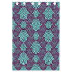 Turquoise Hamsa Pattern Print Curtain