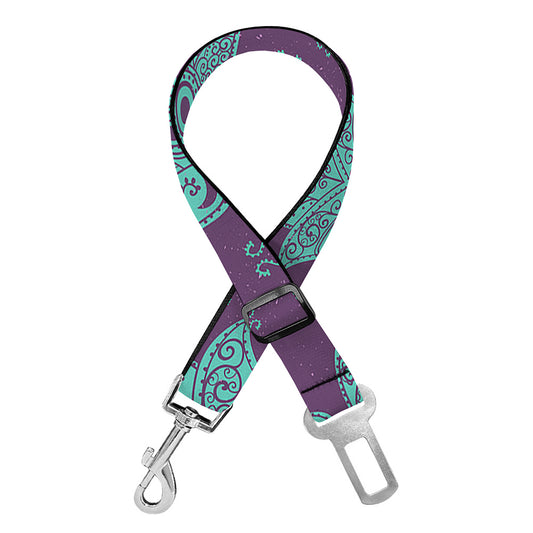 Turquoise Hamsa Pattern Print Dog Seat Belt